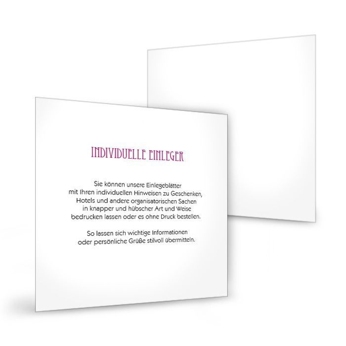 Einleger für Pocket Fold Einladungen im Format 15 x 15 cm