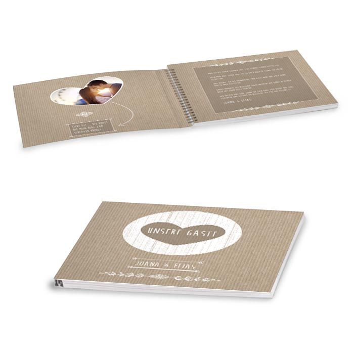 Gästebuch zur Hochzeit im Packpapier-Design mit Softcover