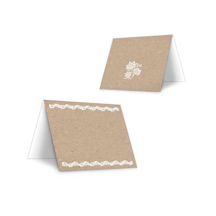 Florale Tischkarte zur Hochzeit in Kraftpapieroptik
