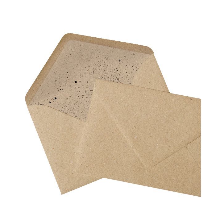 Kraftpapier Umschlag mit bedrucktem Innenfutter mit Sprenkeln