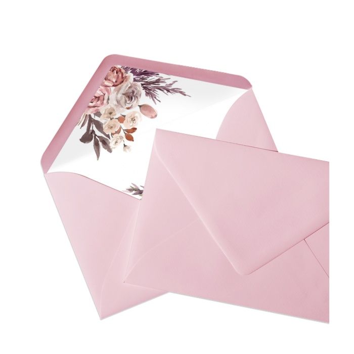 Bedrucktes Briefumschlaginlay mit Trockenblumen in Rosa - Flamingo