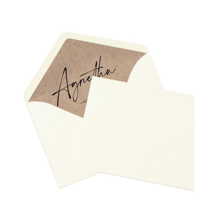 Bedrucktes Briefumschlagsinnenfutter in Kraftpapieroptik mit Namen - Ivory