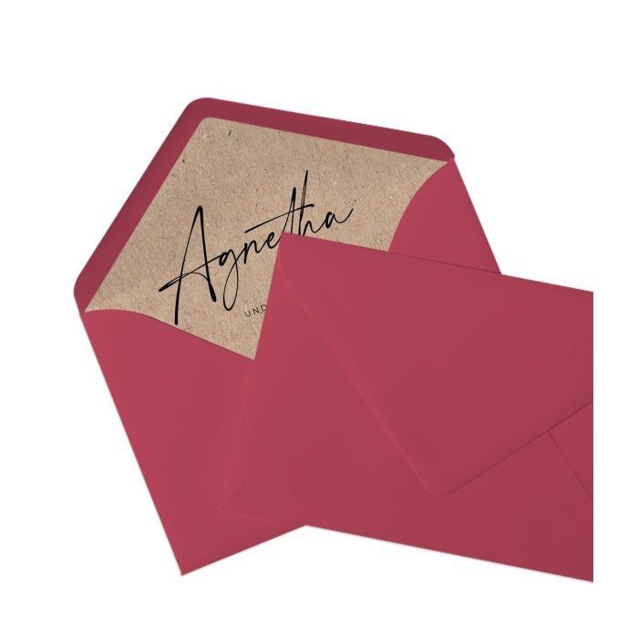 Bedrucktes Briefumschlagsinnenfutter in Kraftpapieroptik mit Namen - Rosso