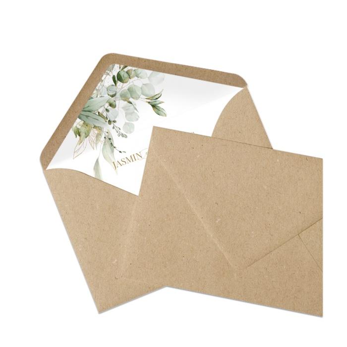 bedrucktes Innenfutter für Briefumschläge mit Eukalyptus - Kraftpapier