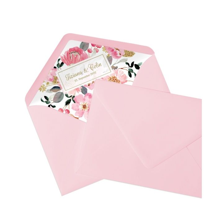 Bedrucktes Innenfutter für die Briefumschläge 17x11cm passend zum Kartendesign - Flamingo