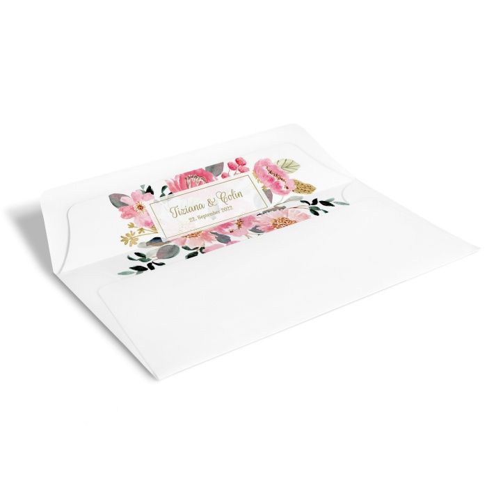 Bedrucktes Innenfutter für die Briefumschläge 21x10cm passend zum Kartendesign - Weiss