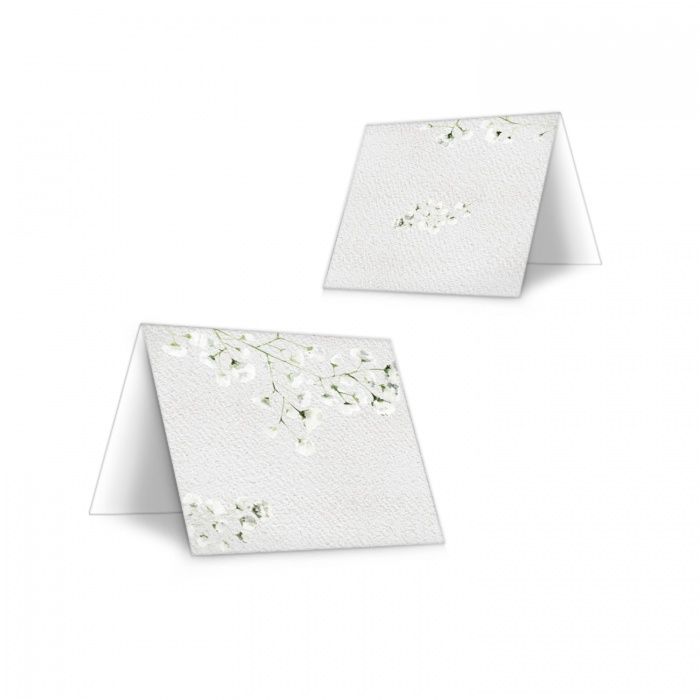 Bezaubernde Tischkarten für Ihre Hochzeitstafel mit Schleierkraut - zum Beschriften