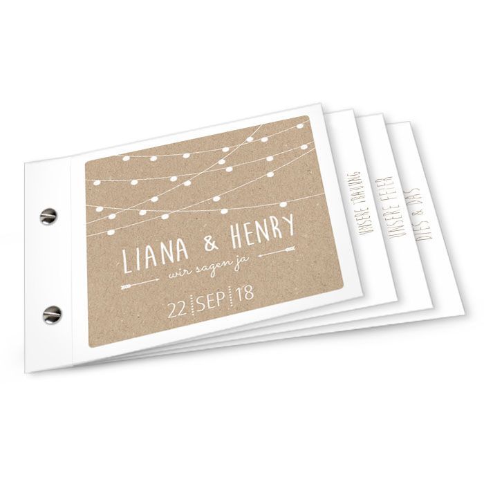 Hochzeitseinladung als Booklet im Kraftpapierdesign