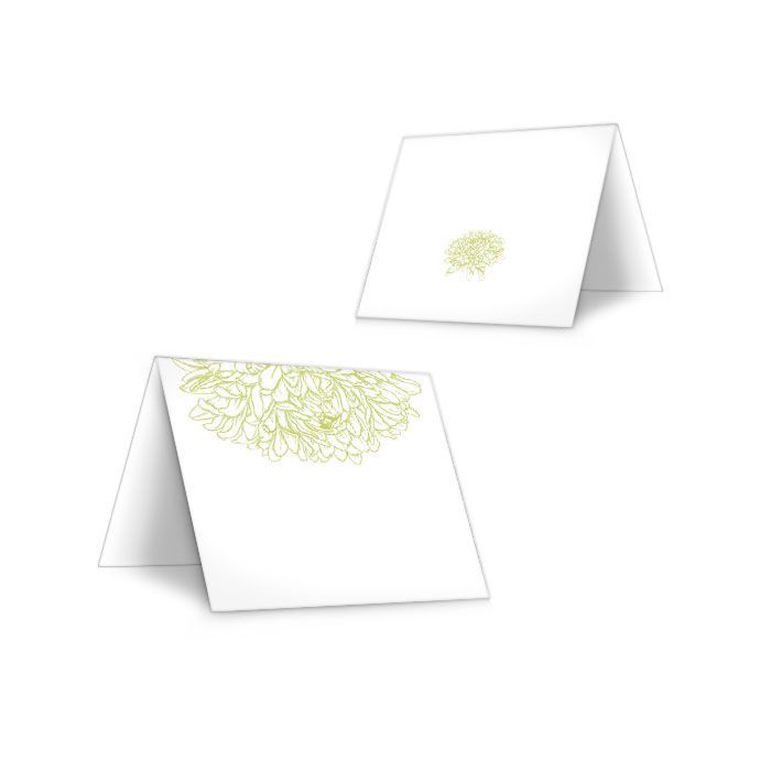 Florale Tischkarte zur Hochzeit mit Pfingstrose in Grün