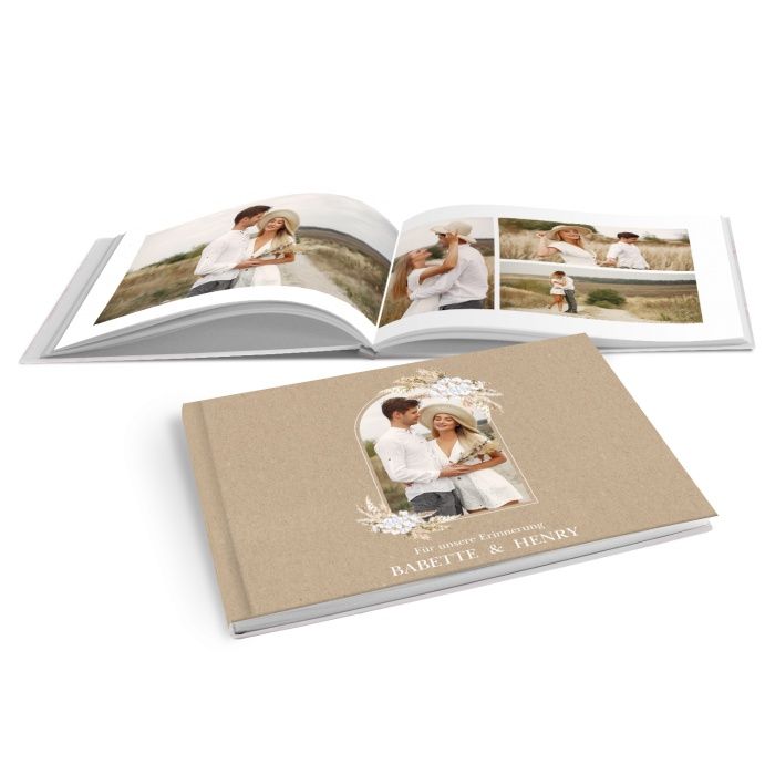 Boho Hardcover Fotobuch in Kraftpapieroptik mit Pampasgras