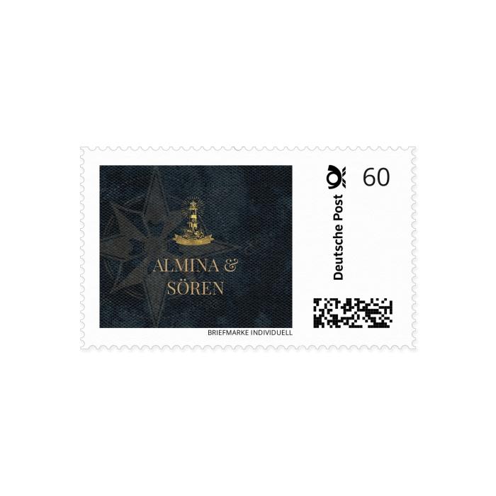 Briefmarken passend zu eurem maritimen Design mit Leuchturm und Namen