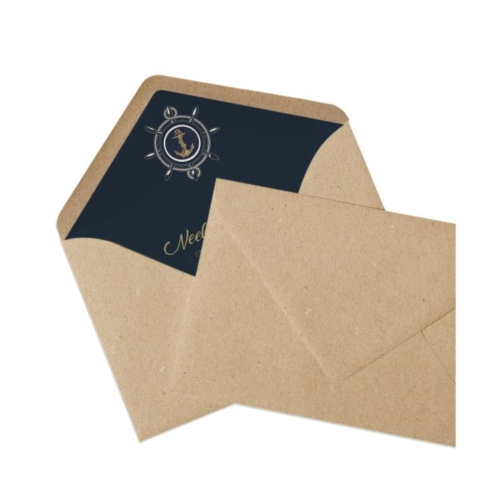 Briefumschlag Inlay in Dunkelblau mit maritimen Design - Kraftpapier