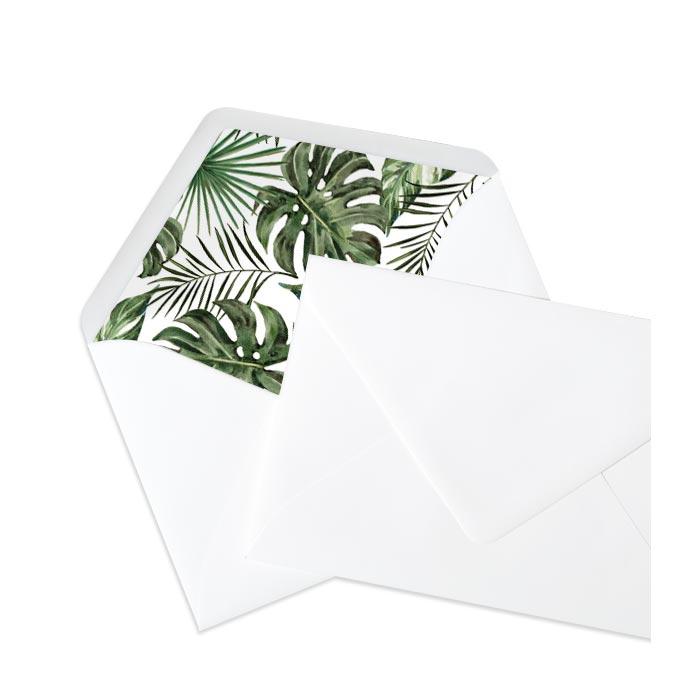 Briefumschlag Innenfutter bedruckt mit Greenery Leaves - Weiss