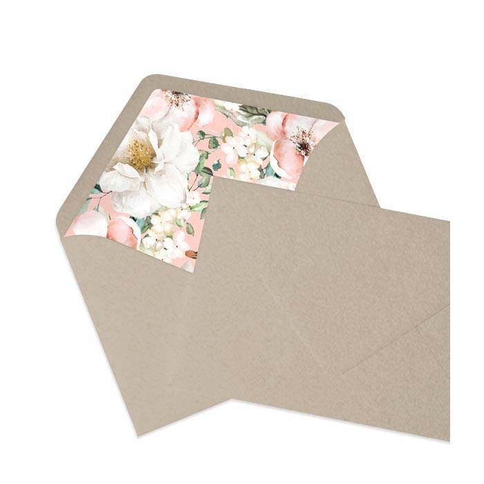 Briefumschlag mit bedrucktem und floralem Inlay in Rose