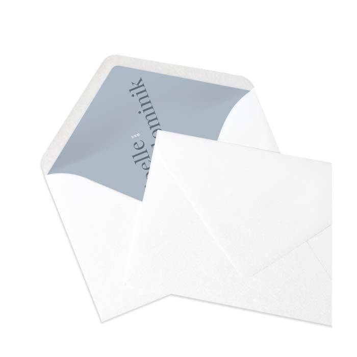 Briefumschlag Perlmutt mit bedrucktem Inlay in Hellblau