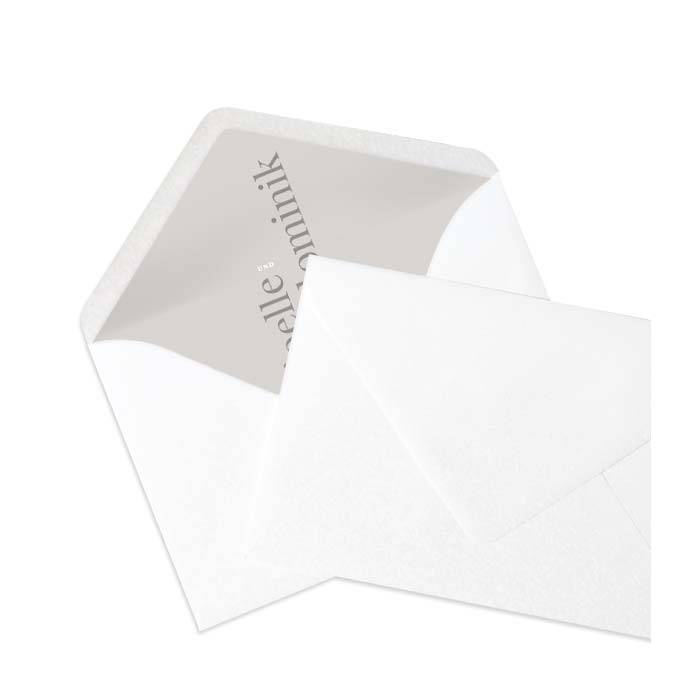 Briefumschlag Perlmutt mit bedrucktem Inlay in Taupe