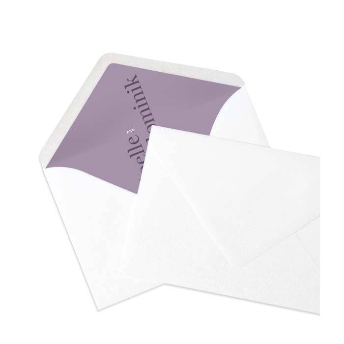 Briefumschlag Perlmutt mit bedrucktem Inlay in Violett