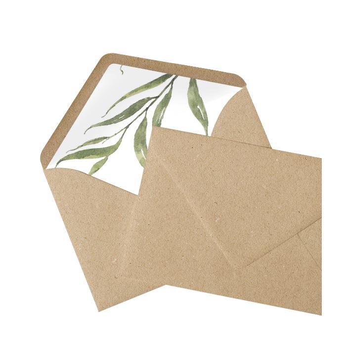 Briefumschlag Innenfutter mit greenery Aquarellzweig - Kraftpapier