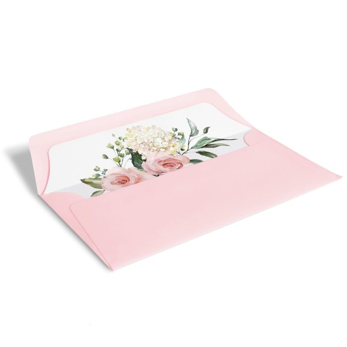 Flamingo Briefumschlag mit bedrucktem Inlay und Aquarellblume