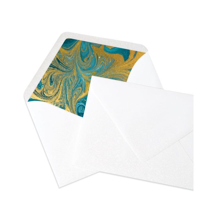 Briefumschlag in Marble White mit bedrucktem Inlay - Marbledesign