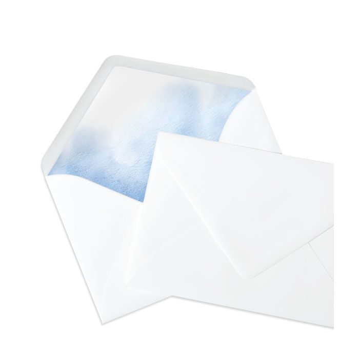 Weißer Briefumschlag mit Watercolor in Blau