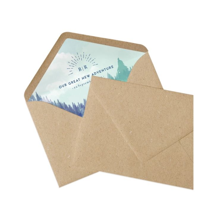 Briefumschlagsinnenfutter mit Bergdesign - Kraftpapier