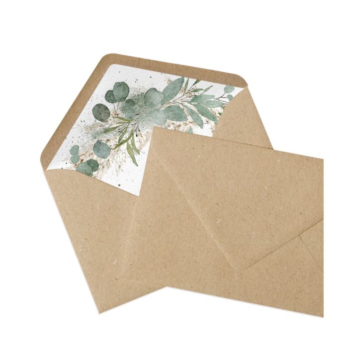 Briefumschlagsfutter mit individuellen Design im greenery Stil - Kraftpapierruckt - Kraftpapier