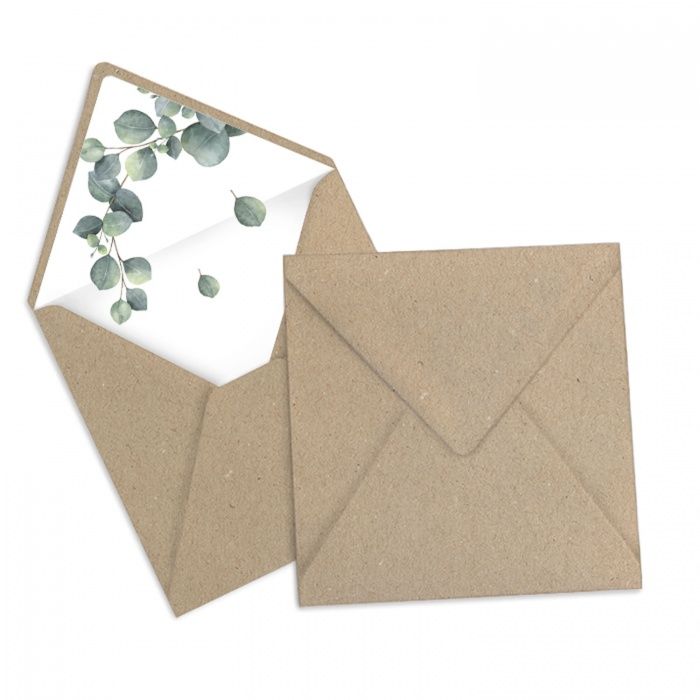 Briefumschlagsinlay mit Eukalyptuszweig - Kraftpapier