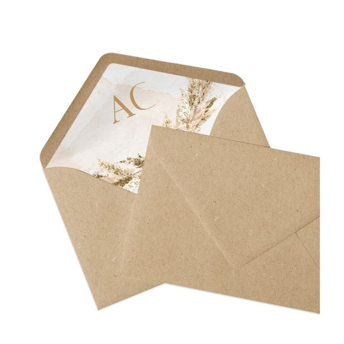 Briefumschlagsinlay mit Pampasgras Design individuell bedruckt - Kraftpapier