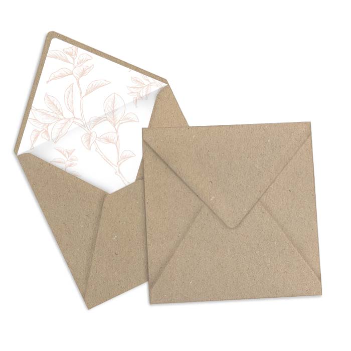 Briefumschlagsinlay mit passenden Design zu Ihrer Hochzeitseinladung - Kraftpapier
