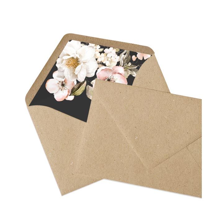 Briefumschlagsinlay mit romantischen Blumen - Kraftpapier