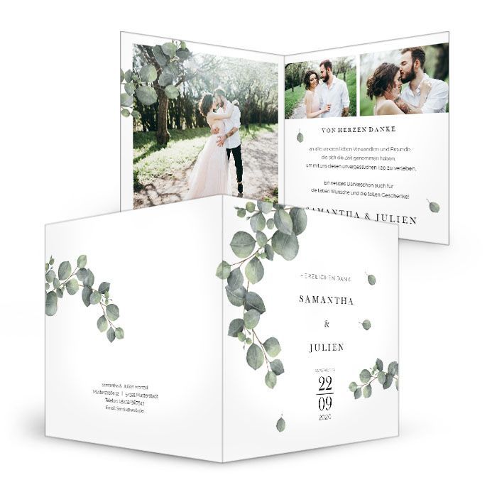 Greenery Danksagung zur Hochzeit mit Eukalyptuszweig
