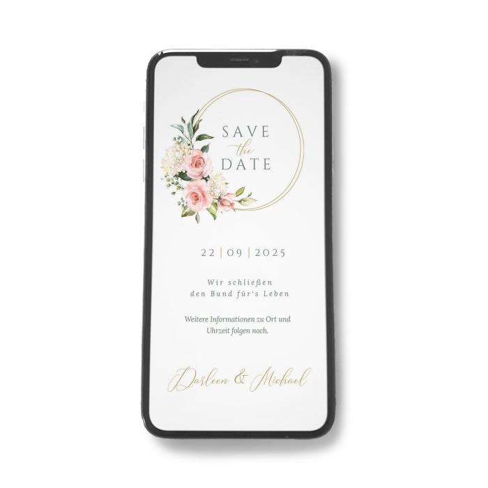 Digitale Save the Date Karte mit Rosen gestalten