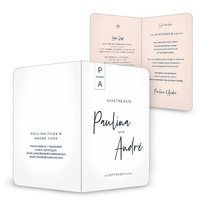Moderne Einladung zur Hochzeit mit minimalistischem Design