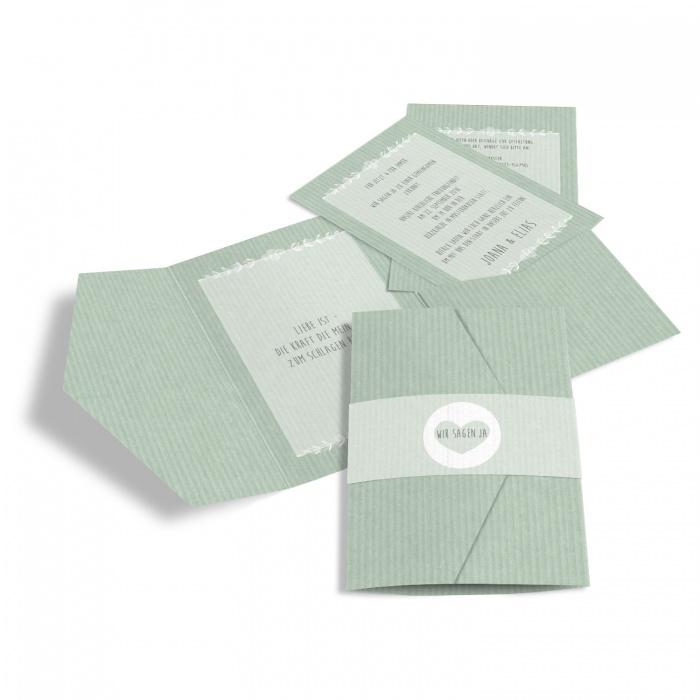 Einladung zur Hochzeit als Pocket Fold im Packpapier-Stil