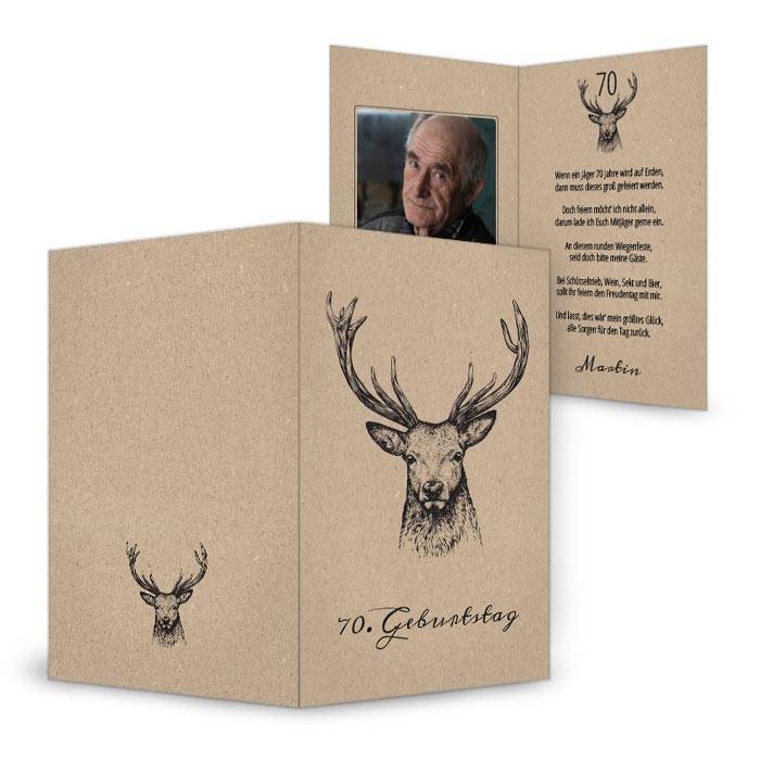 Jägergeburtstagskarte: Einladungskarte zum 70. Geburtstag