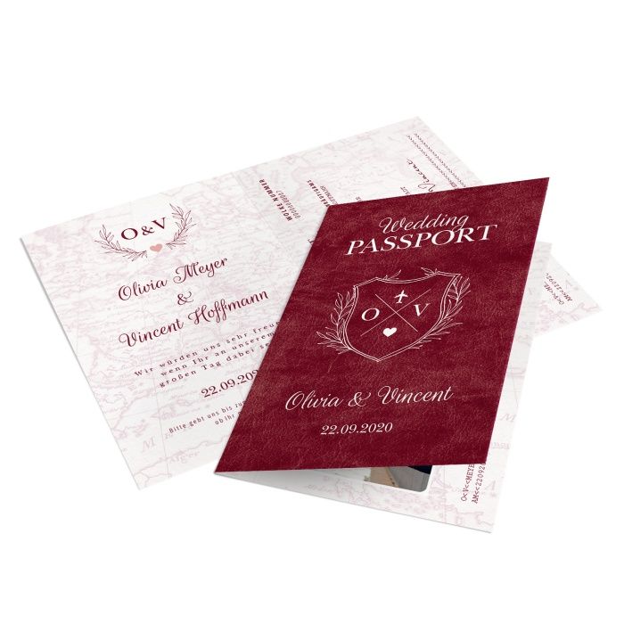 Einladung zur Hochzeit als Reisepass in Bordeaux