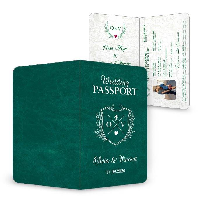 Hochzeitseinladung zur Reise Hochzeit als Wedding Passport 
