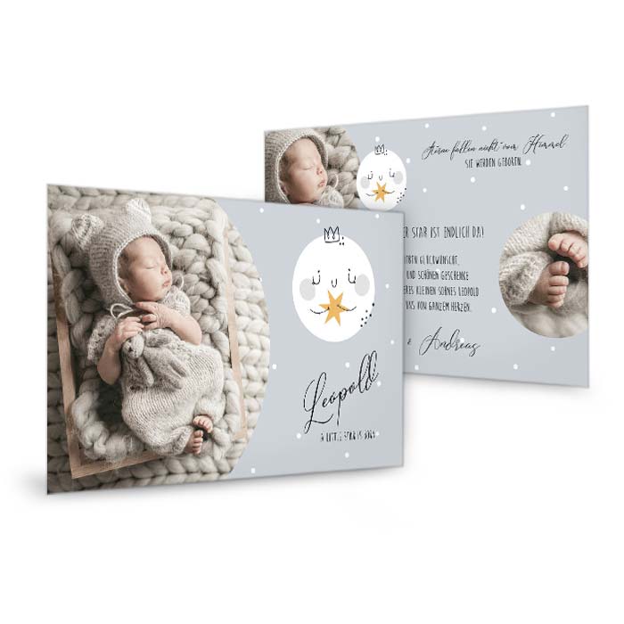 Einzigartige Babykarte mit Sternen und Fotos von Ihrem Liebling