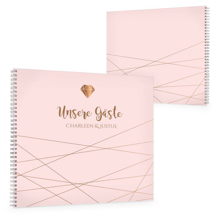 Elegantes Gästebuch mit geometrischen Formen in rosa