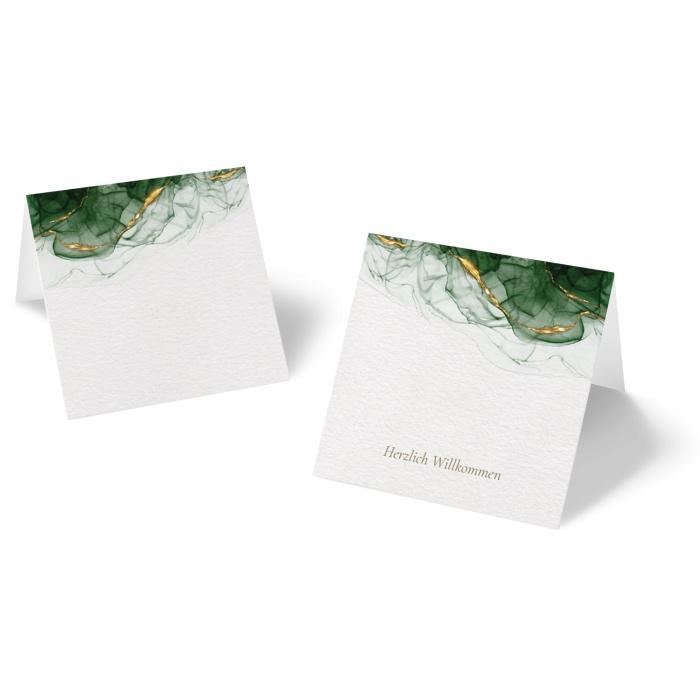 Extravagante Tischkarte in grüner Watercoloroptik - online selbst gestalten