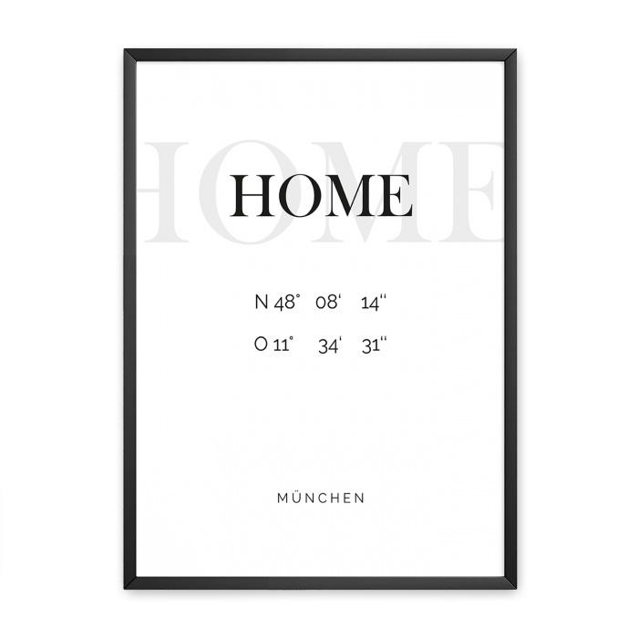 Familien Poster Home mit Koordinaten und Ort - online selbst gestalten