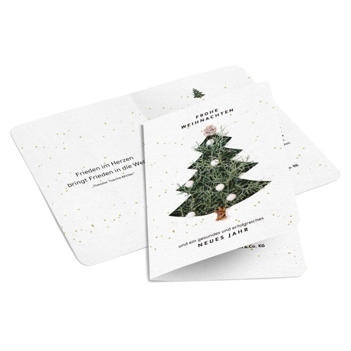 Firmen Weihnachtskarte mit besonderen Tannenbaum in Echtoptik