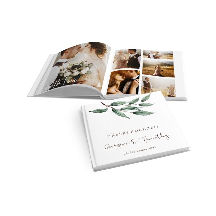 Quadratisches Greenery Fotobuch zur Hochzeit 
