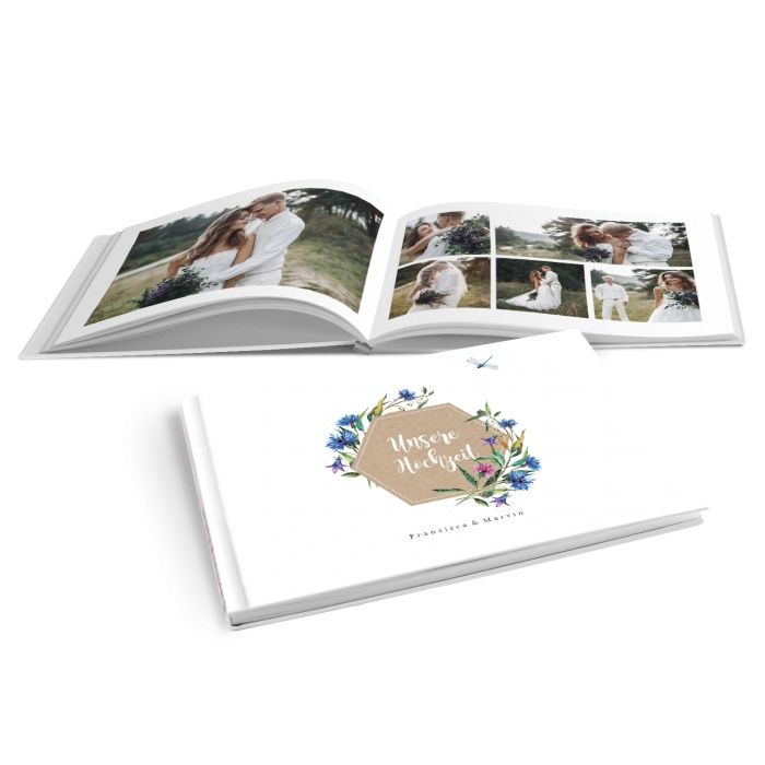 Hardcover Fotobuch für Hochzeitserinnerungen mit Wildblumen 