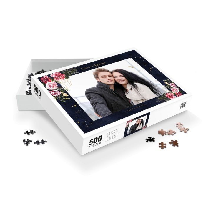 Fotopuzzle in eurem Hochzeitsdesign mit Foto zum individuellen Gestalten - 500 Teile - Weiss