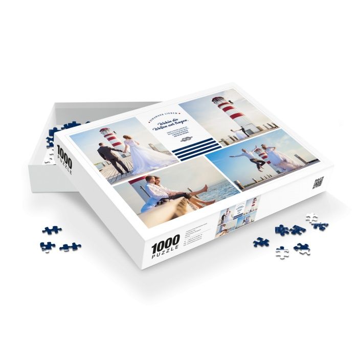 Maritimes Fotopuzzle mit Ihren schönsten Hochzeitsfotos - 1000 Teile - weißer Karton