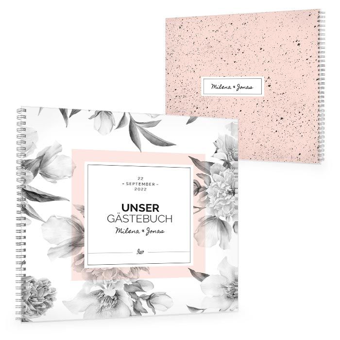 Gästebuch zur Hochzeit im floralem Design in Rosa