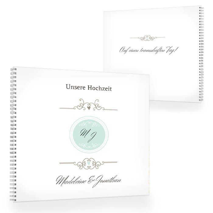 Gästebuch zur Hochzeit im eleganten Vintagestil in Mint