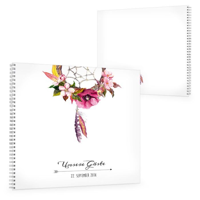 Gästebuch zur Hochzeit im Boho Stil mit Traumfänger Design